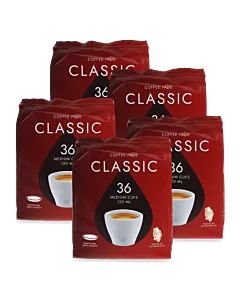 5 pakker med Kaffekapslen Classic Medium for Senseo