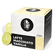 Kaffekapslen Latte Macchiato Vanilla pakke og kapsel til Dolce Gusto
