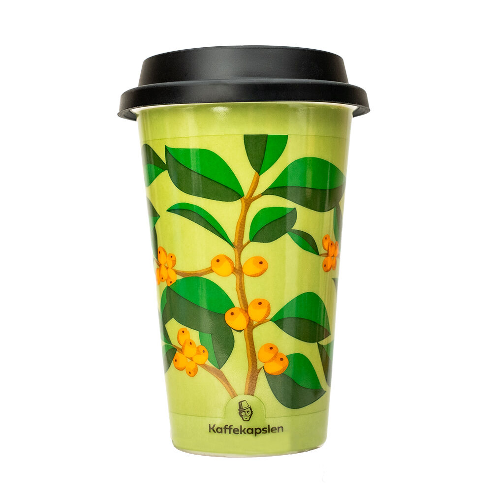 Kaffekopp\u0020med\u0020plante\u0020design\u0020\u002D\u0020kaffekapslen